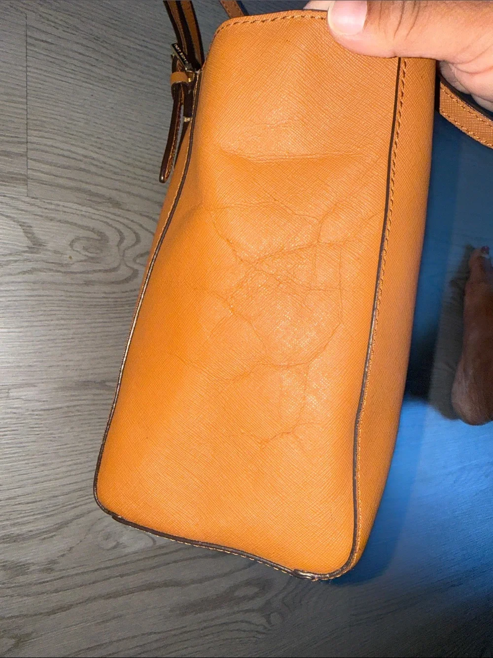 Tory Burch Cognac Leather Tote with Gold Logo
